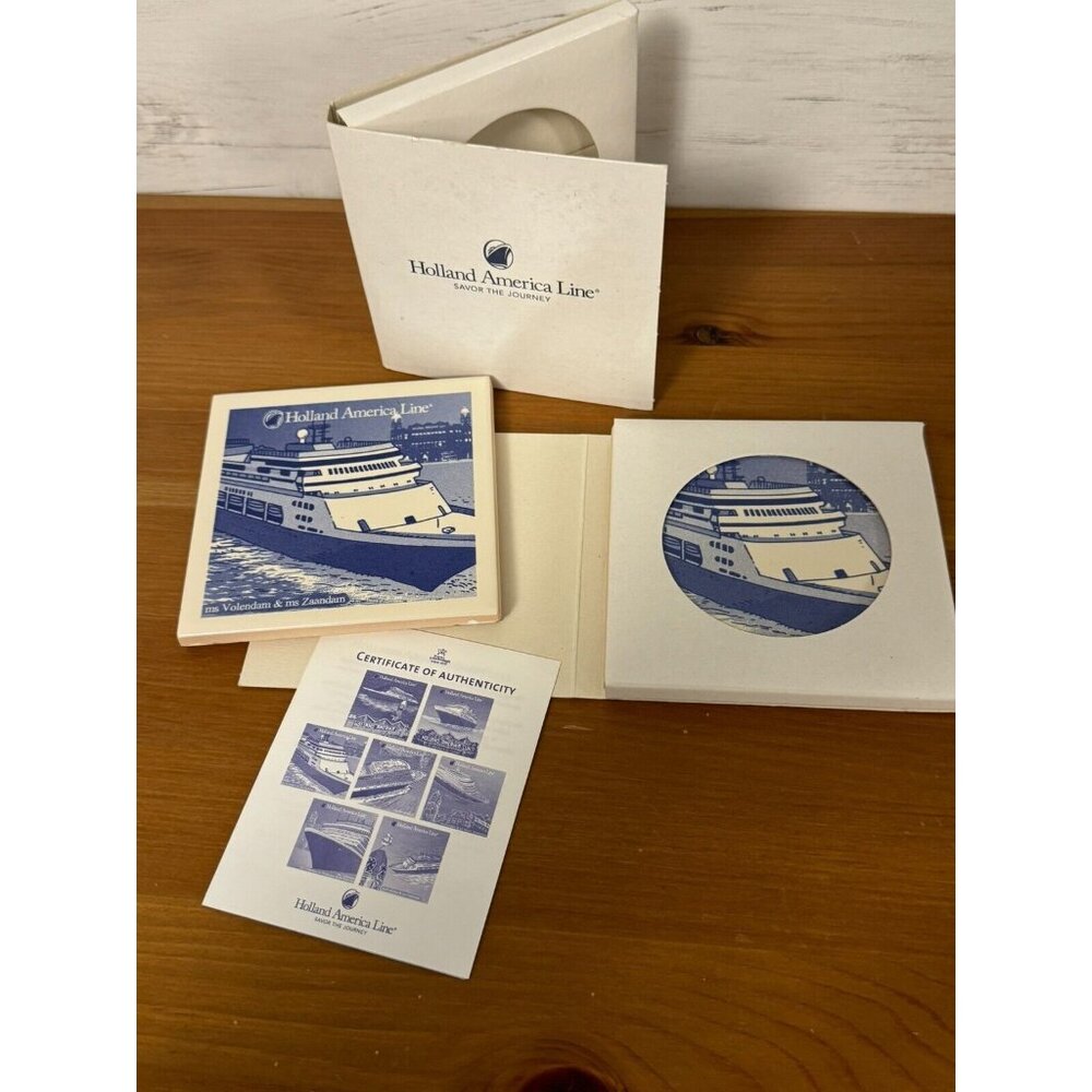 2 Holland America Cruise Line Delft Blue Volendam-Zaandam 4"X4" coasters NEW NIP
